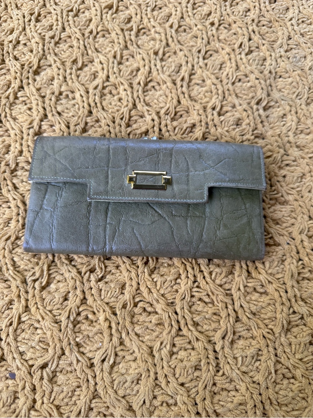 Vintage Princess Gardner Large Wallet 1960s green Cowhide Retro Mod Textured